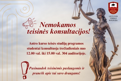 Lietuvos verslo kolegija kviečia nemokamoms teisinėms konsultacijoms Lietuvos verslo kolegija kviečia nemokamoms teisinėms konsultacijoms