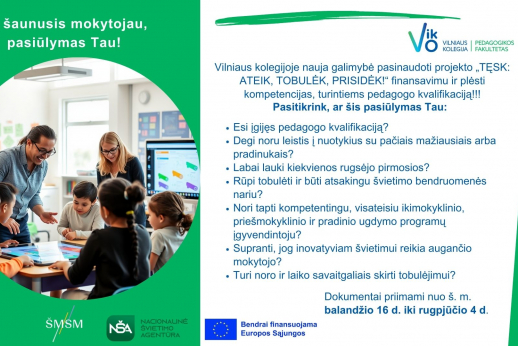 Projektas „TĘSK: ATEIK, TOBULĖK, PRISIDĖK!“